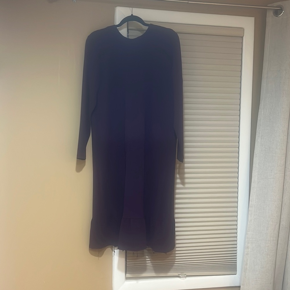 Medium long sleeve midi length plum purple dress